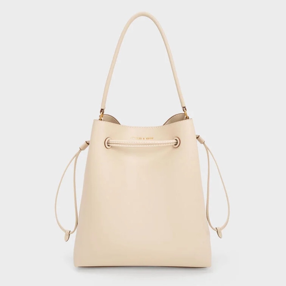 Charles &Keith Bellamy Drawstring Hobo Bag - Beige